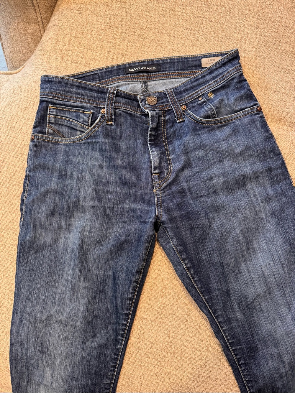 Mavi Men’s Zach Straight Leg Jeans 29x30 Dark Wash Stretch Denim Embroidere